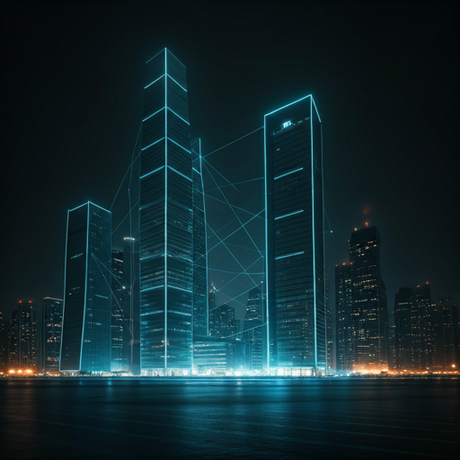 Illuminated futuristic smart-city skyline at night — KBTECH International Investments infrastructure and technology